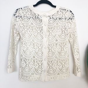 Banana Republic Ivory Crochet Lace Button Back Top